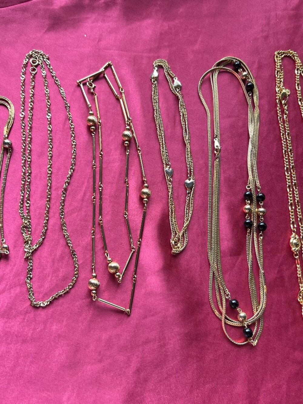 Vintage Gold Tone Long Necklace Chain Mixed Lot - 6 Pieces - Avon, LC, Unsigned